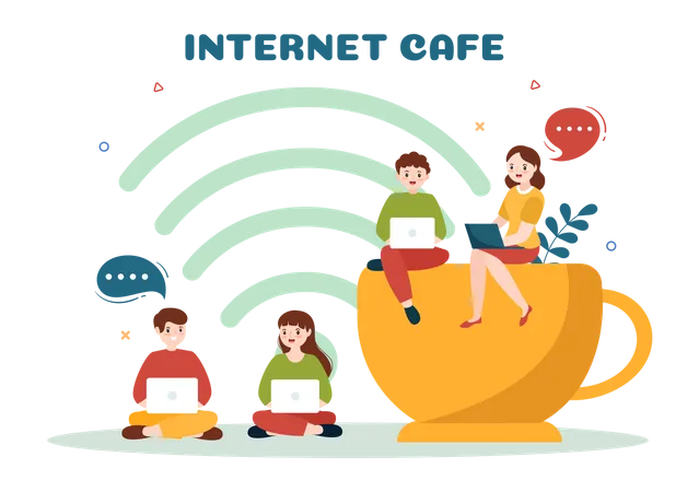 Café internet  Ilustración