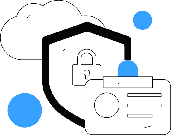 Seguridad cibernética con tarjeta de identificación  Ilustración