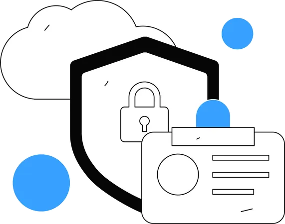 Seguridad cibernética con tarjeta de identificación  Ilustración