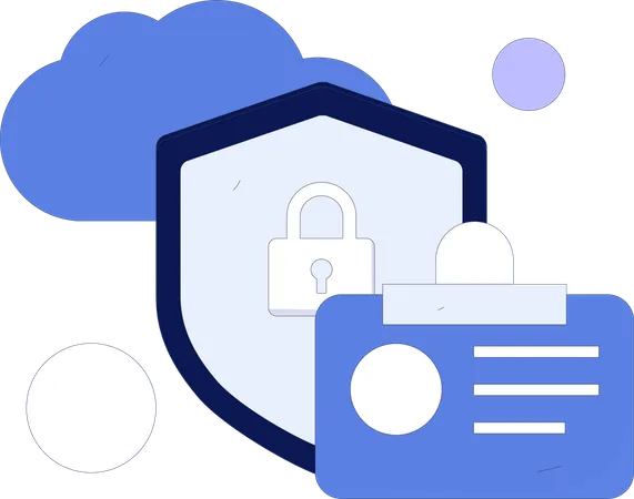 Seguridad cibernética con tarjeta de identificación  Ilustración