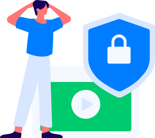 Seguridad cibernética con tarjeta de identificación  Ilustración