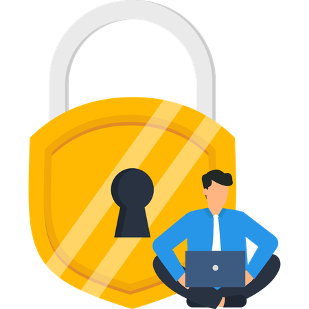 Protección de la ciberseguridad Privacidad de datos Seguridad en línea Salvaguarda  Ilustración