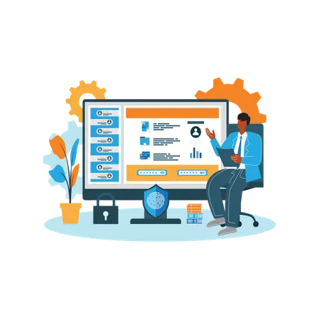 Seguridad cibernética que proporciona cifrado de datos  Ilustración