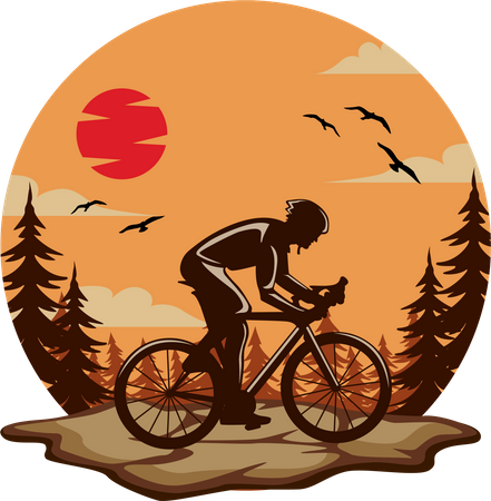 Aventura de ciclismo vida selvagem  Ilustração