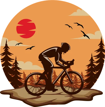 Aventura de ciclismo vida selvagem  Ilustração