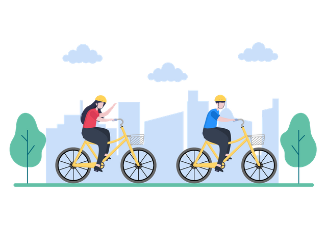 Pessoas andando de bicicleta  Ilustração