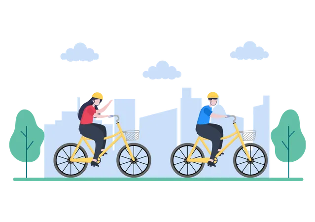 Pessoas andando de bicicleta  Ilustração
