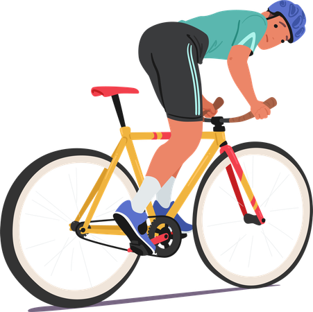 Ciclista masculino montando ciclo  Ilustración