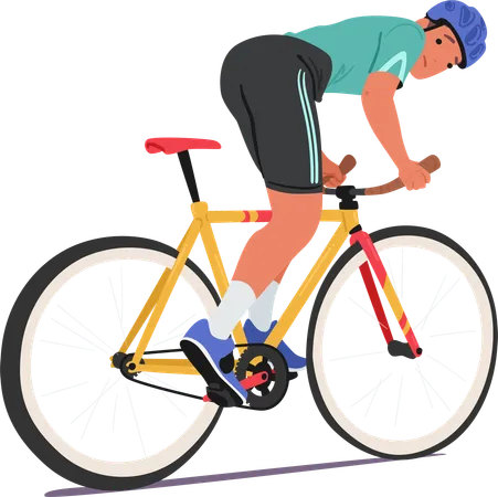 Ciclista masculino montando ciclo  Ilustración