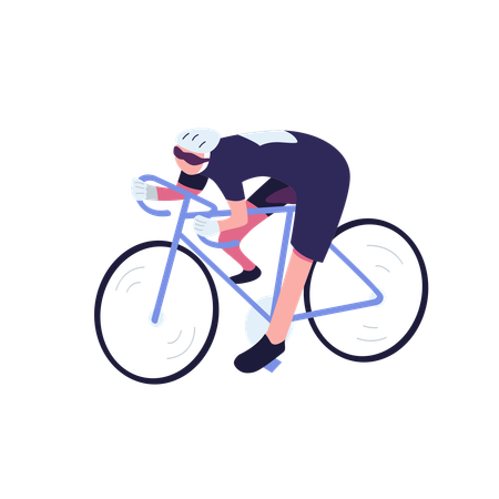 Ciclista de carreras montando en bicicleta  Ilustración