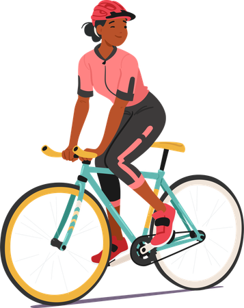 Ciclista femenina disfrutando de un paseo en bicicleta  Ilustración