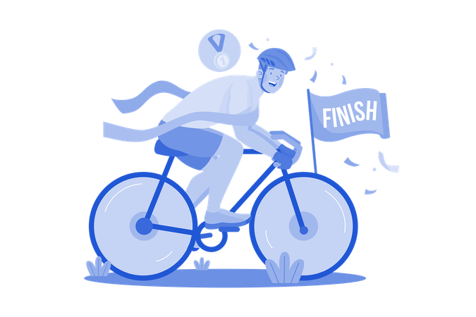 Ciclista finalizando carrera  Ilustración