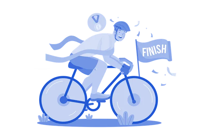 Ciclista finalizando carrera  Ilustración