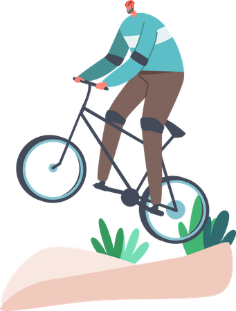 Ciclista haciendo acrobacias extremas  Ilustración