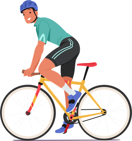 Ciclista masculino paseo en bicicleta  Ilustración
