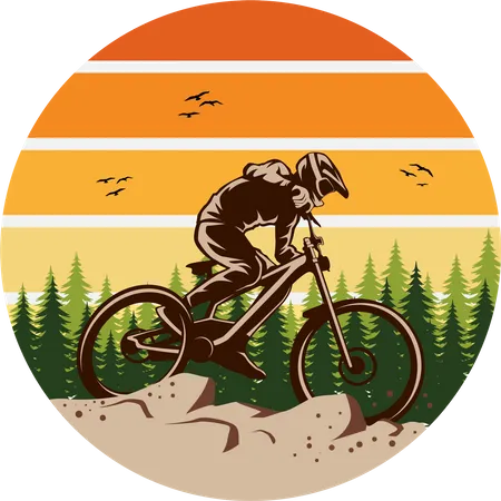 Ciclistas de montaña de descenso  Ilustración