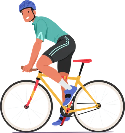 Ciclo de passeio de ciclista masculino  Ilustração