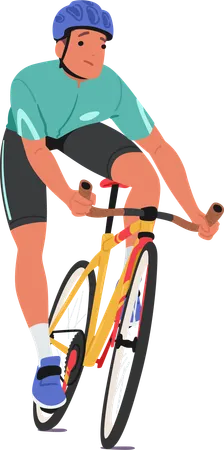 Ciclo de passeio de ciclista masculino  Ilustração