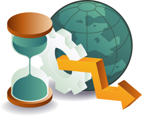 Ciclo de tempo de crescimento dos negócios mundiais  Ilustração