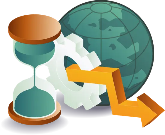 Ciclo de tempo de crescimento dos negócios mundiais  Ilustração