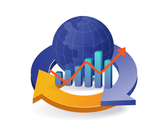 Ciclo mundial de desarrollo empresarial.  Ilustración