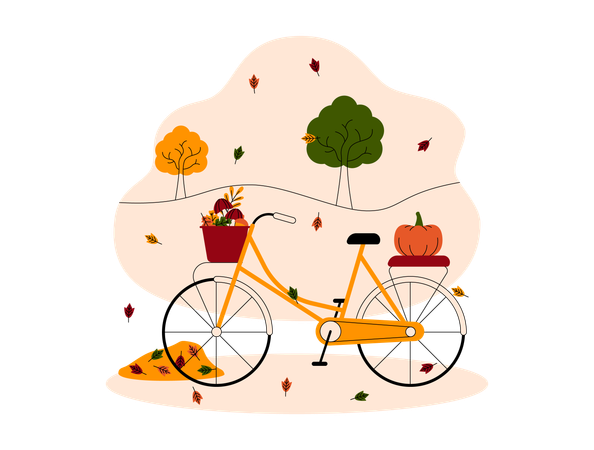 Ciclo de la temporada de otoño  Ilustración