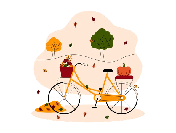 Ciclo de la temporada de otoño  Ilustración