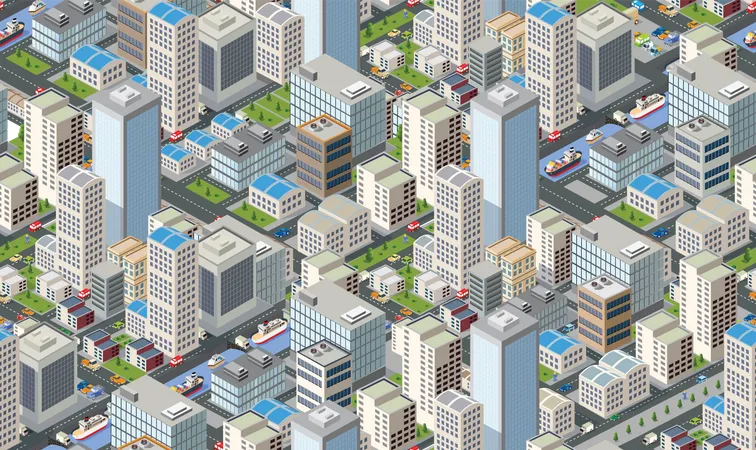 O Conjunto Urbano Do Modulo City Bundle Possui Infraestrutura Urbana E De Transporte Modulo Para Construcao E Projeto De Uma Grande Cidade Ilustração