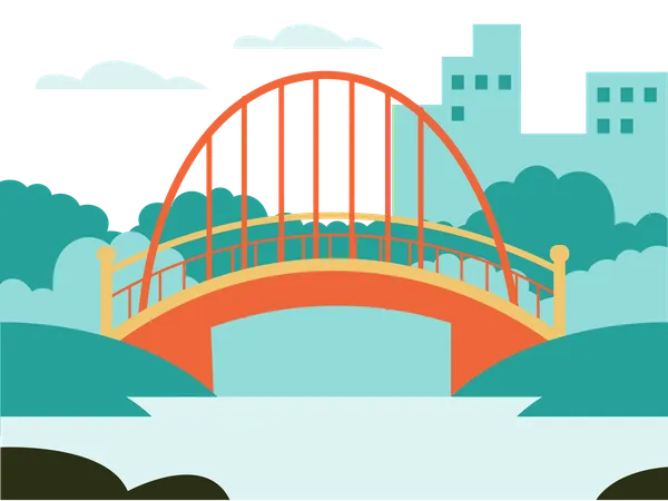 Ponte do parque da cidade  Ilustração