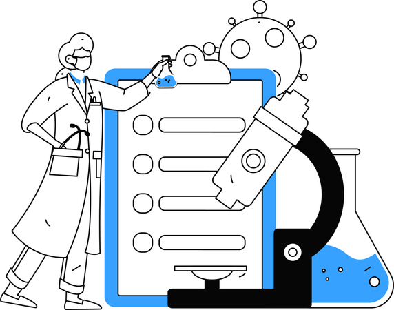 Científica que crea medicina para curar una enfermedad  Illustration