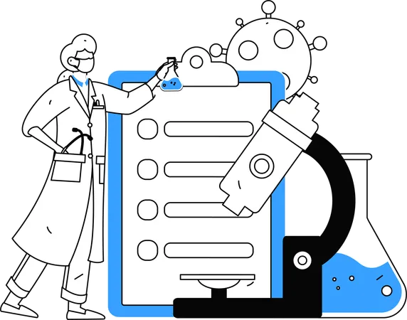 Científica que crea medicina para curar una enfermedad  Illustration