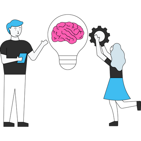 Científico desarrollando idea cerebral  Illustration