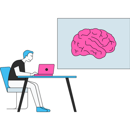 Científico desarrollando inteligencia artificial  Illustration