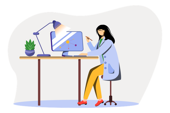 Científico en el lugar de trabajo  Ilustración