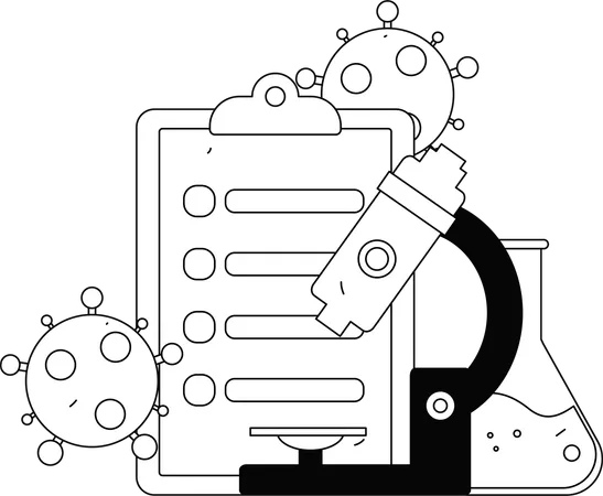 Científico escribe análisis de virus experimentado  Ilustración