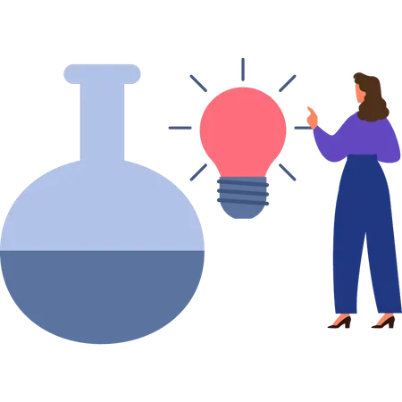 El científico está trabajando en datos experimentales.  Ilustración