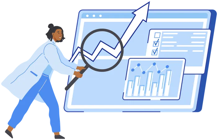 Científico haciendo análisis de datos  Illustration