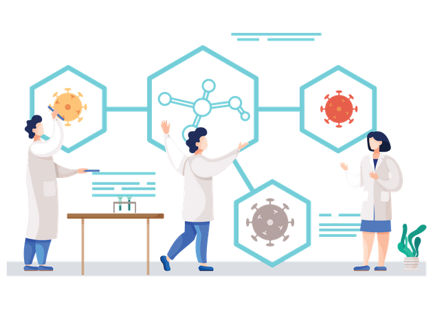 Científico haciendo investigación  Ilustración