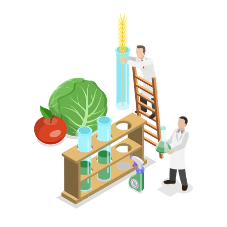 Científico realizando investigación agrícola.  Ilustración