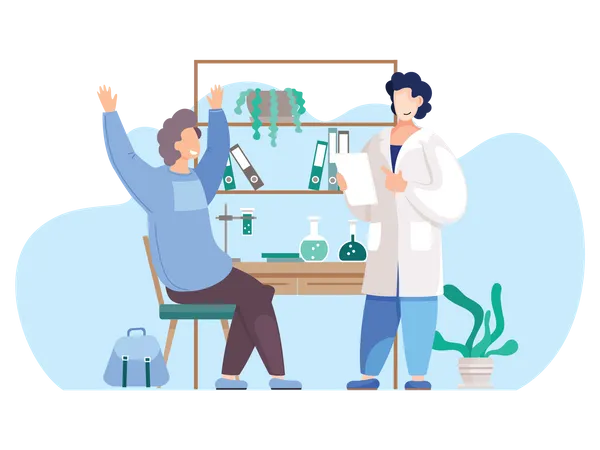 Científico haciendo investigación de laboratorio  Ilustración