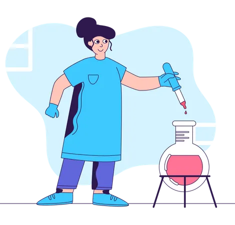 Científico haciendo prueba química  Ilustración