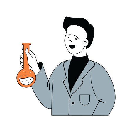 Científico masculino haciendo experimento  Ilustración