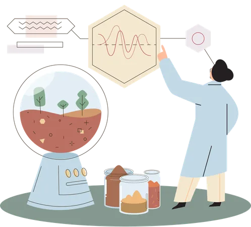 Científico masculino investiga sobre plantas  Illustration