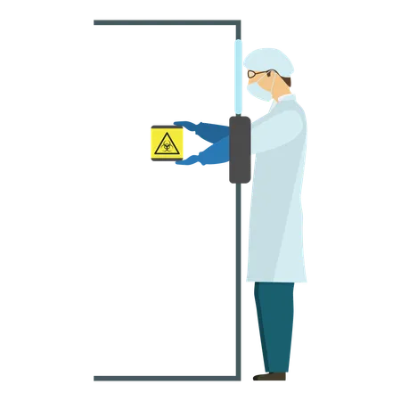 Científico que prueba sustancia nuclear en laboratorio  Ilustración