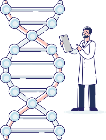 Científico profesional investigando  Ilustración