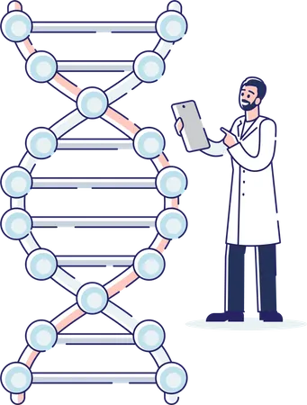 Científico profesional investigando  Ilustración