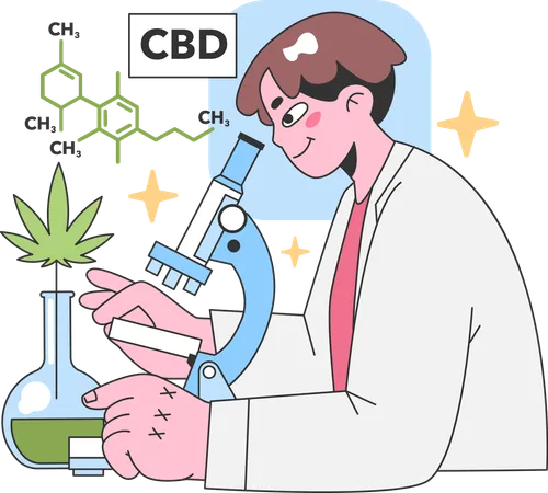 Científico cultiva cannabis medicinal y prepara medicina homeopática de marihuana  Ilustración