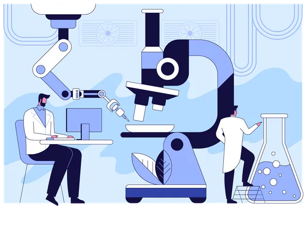 Científico desarrollando fórmula química  Ilustración