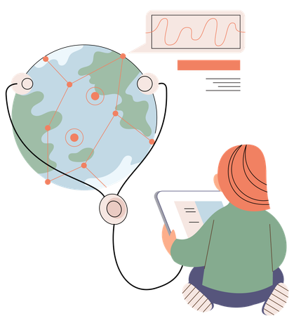 Científico determinando problemas ambientales  Ilustración