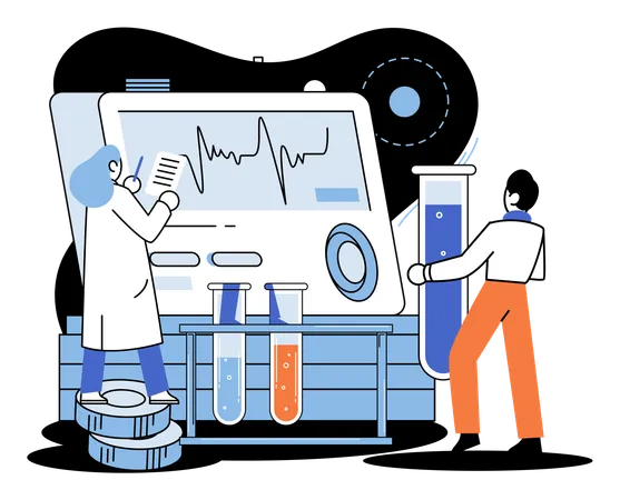 Científico utilizando herramientas de laboratorio  Ilustración